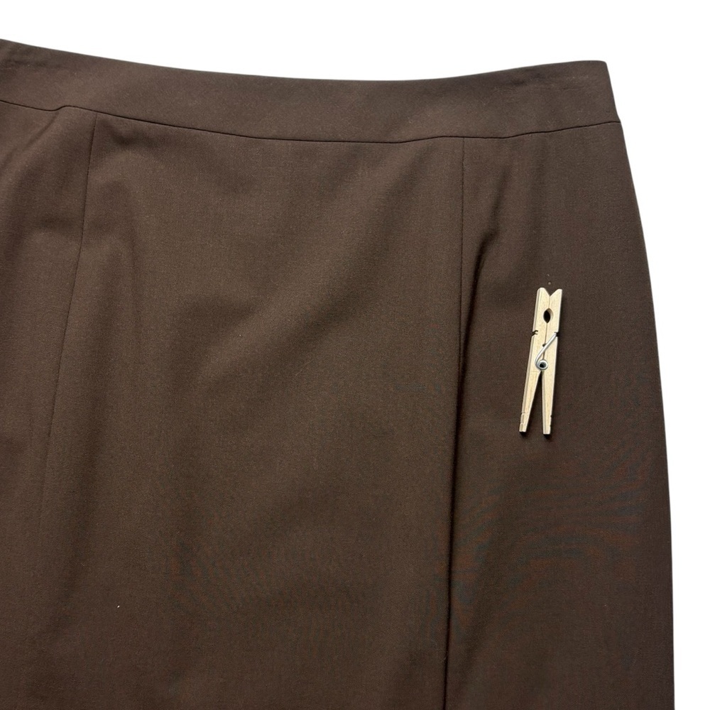 Lafayette 148 Wool Blend Pencil Skirt Size 10 Brown Side Zip Vent Back *Read - Picture 4 of 10